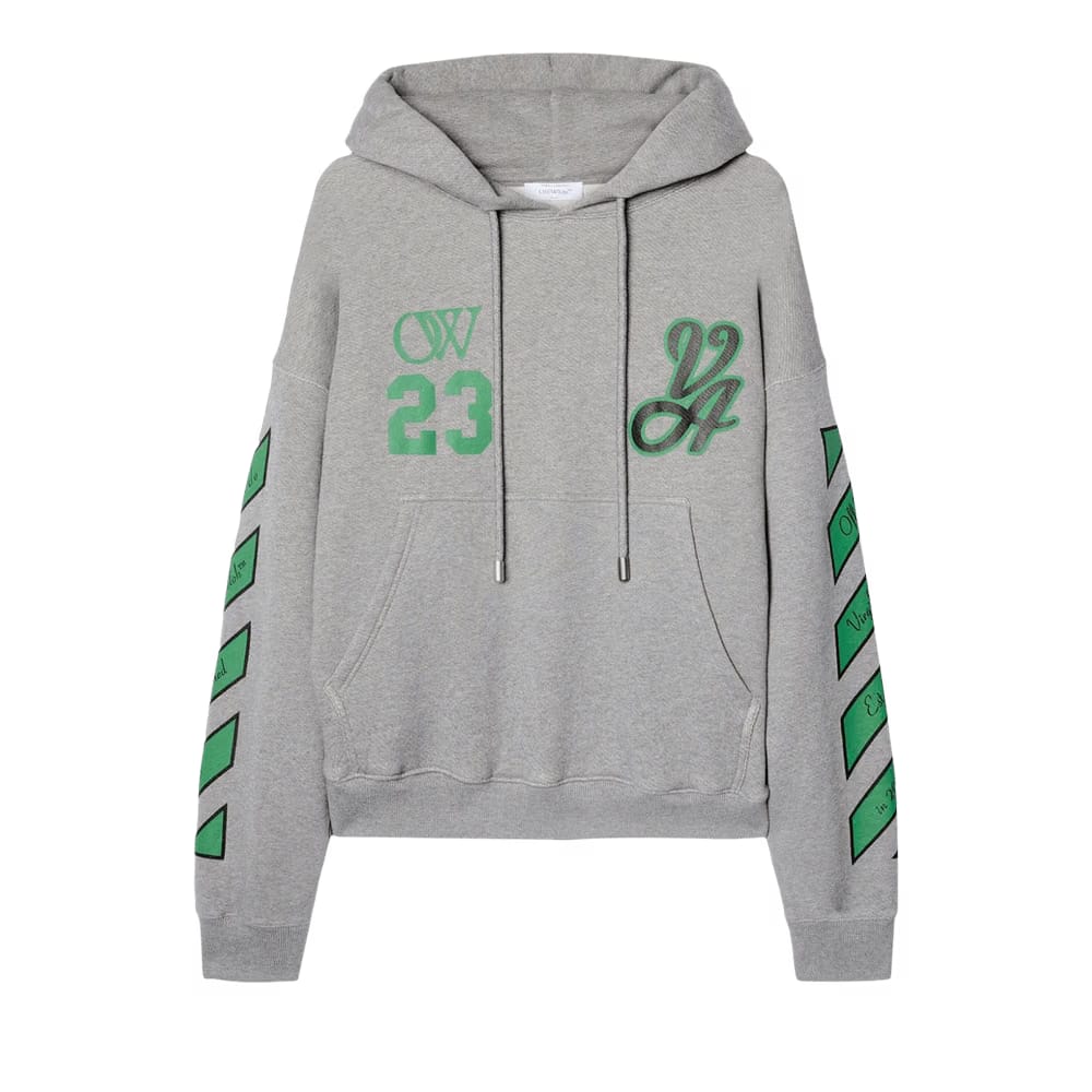 Off-White 23 Varsity Skate Hoodie Melange Grey/College Green