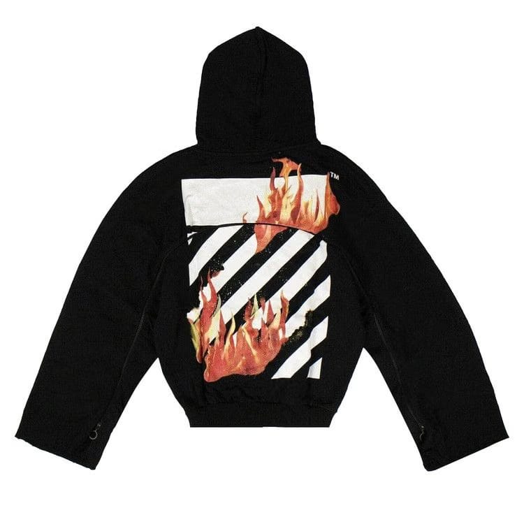 Off-White Diag Fire Back Zip Sweatshirt Black
