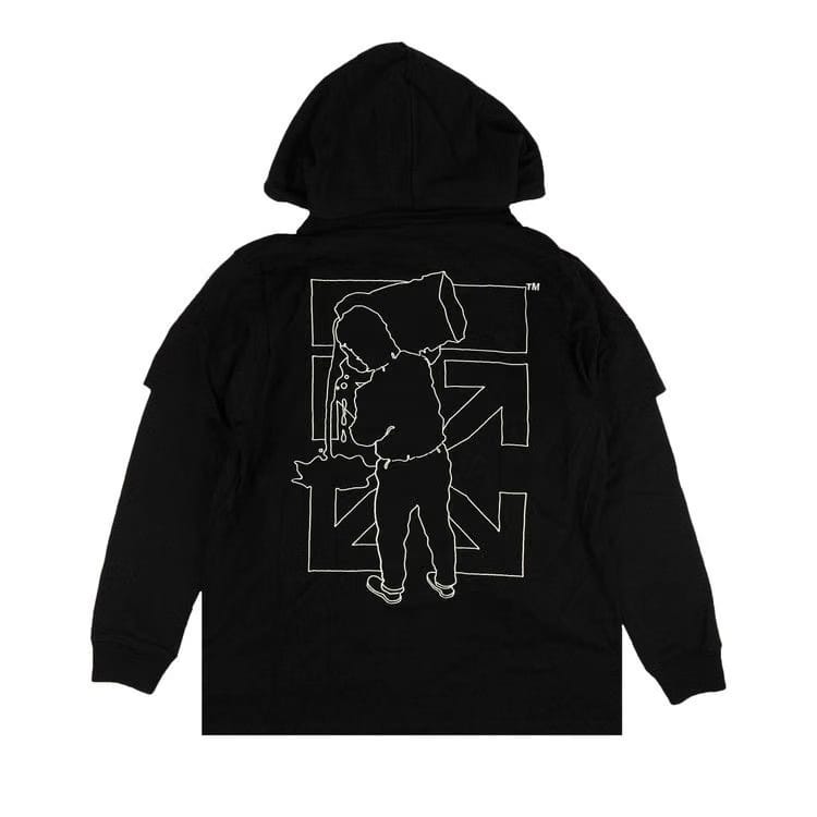 Off-White Barrel Worker Double T-Shirt Hoodie Black/White