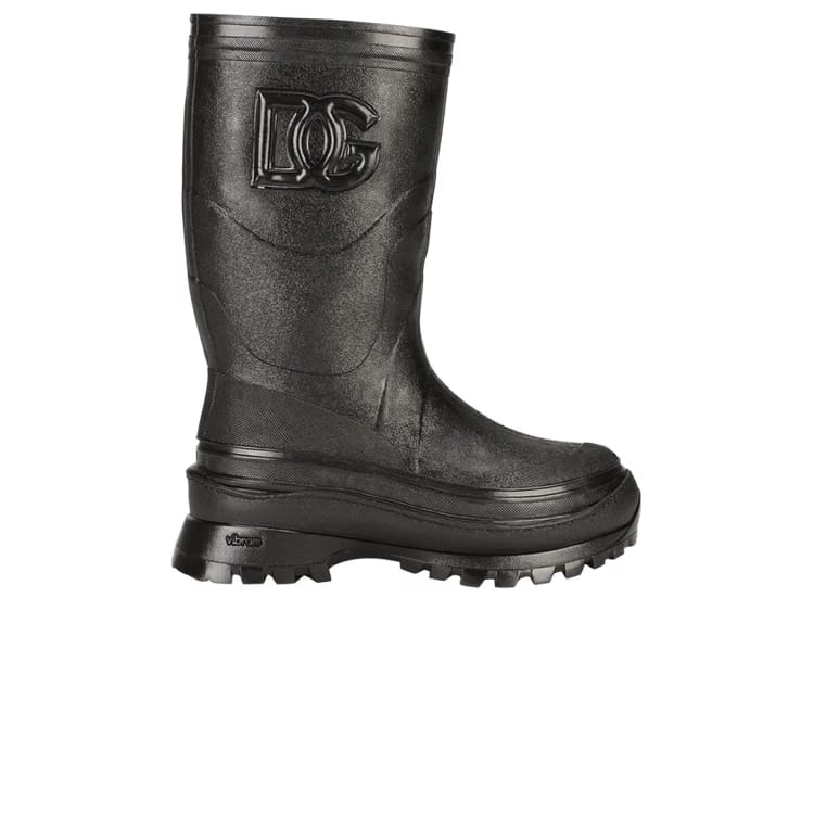 Dolce & Gabbana Rubber Boot DG Logo - Black