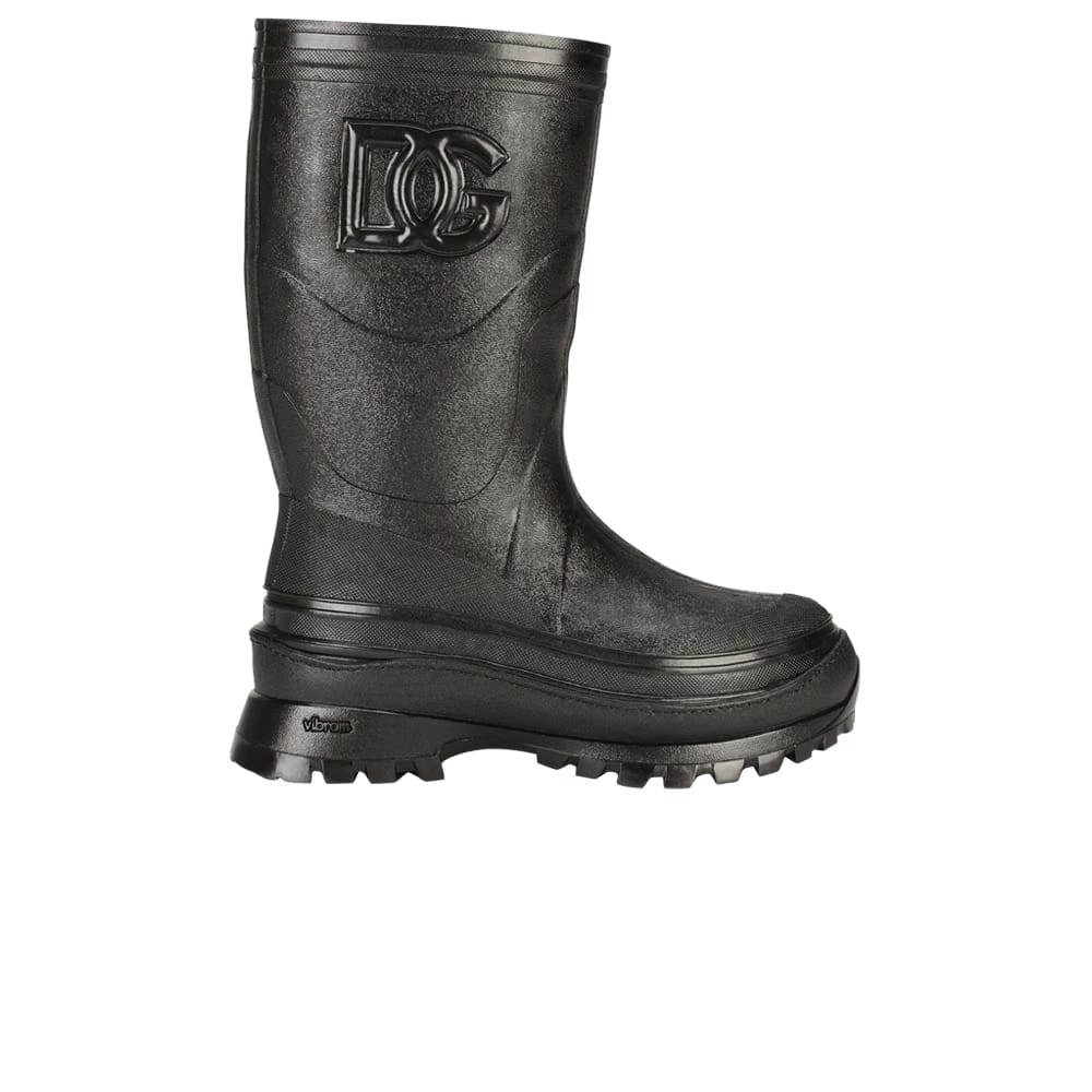 Dolce & Gabbana Rubber Boot DG Logo - Black
