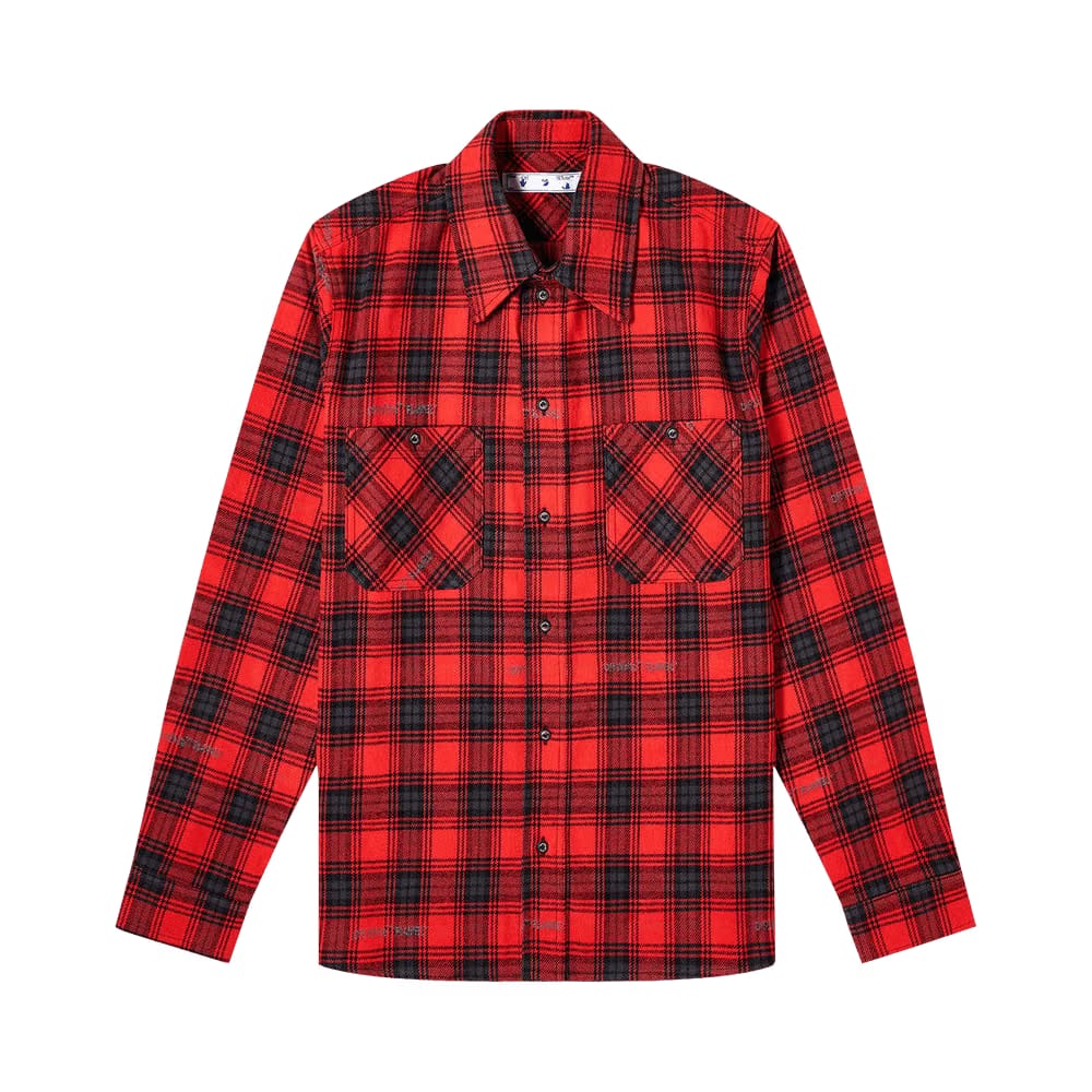 Off-White Stencil Flannel Check Shirt Red/Black