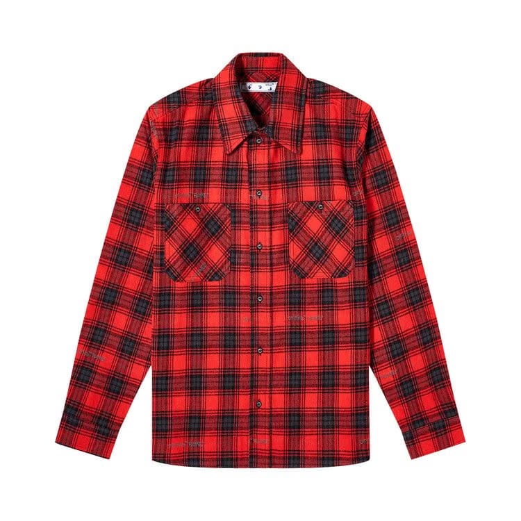 Off-White Stencil Flannel Check Shirt Red/Black
