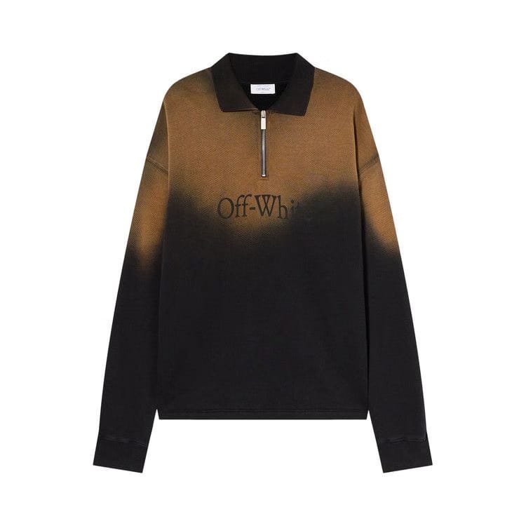 Off-White Laundry Fleece Long-Sleeve Polo Dirty Black/Dirty Brown