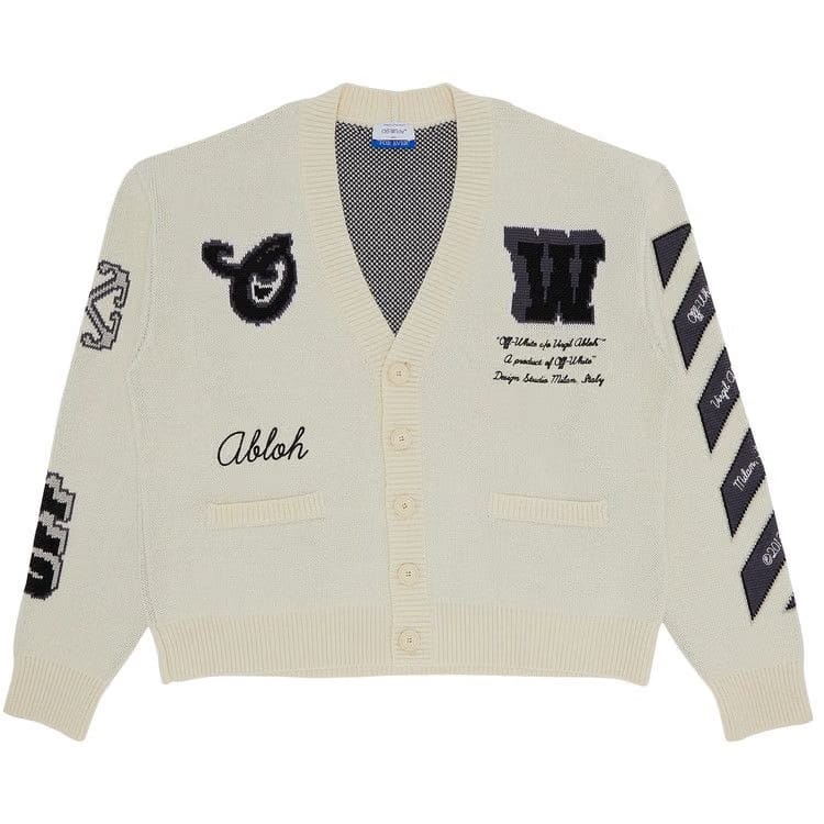 Off-White Varsity Knit Cardigan Cream/Black