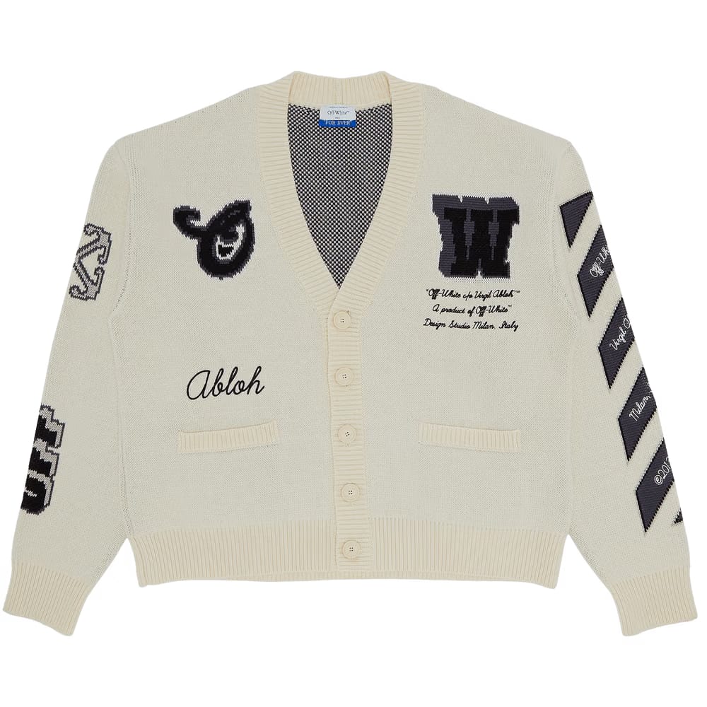 Off-White Varsity Knit Cardigan Cream/Black