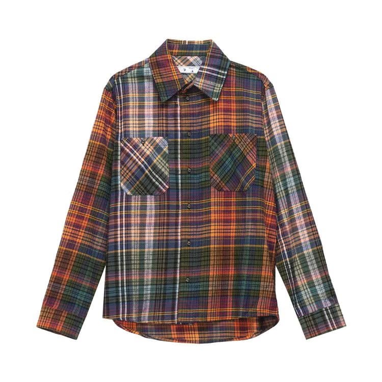 Off-White Stencil Flannel Check Shirt Orange/Black