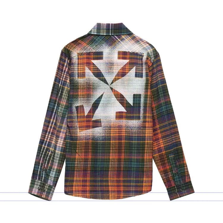 Off-White Stencil Flannel Check Shirt Orange/Black