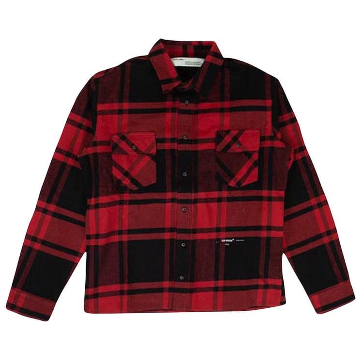 Off-White Luxury Check Button Down Shirt Red