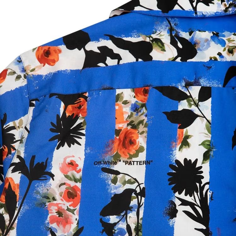 Off-White Striped Flower Holiday Shirt Multicolor
