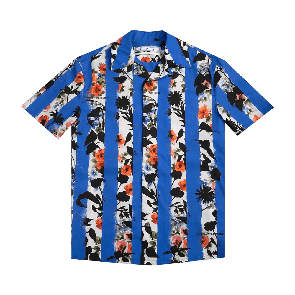 Off-White Striped Flower Holiday Shirt Multicolor