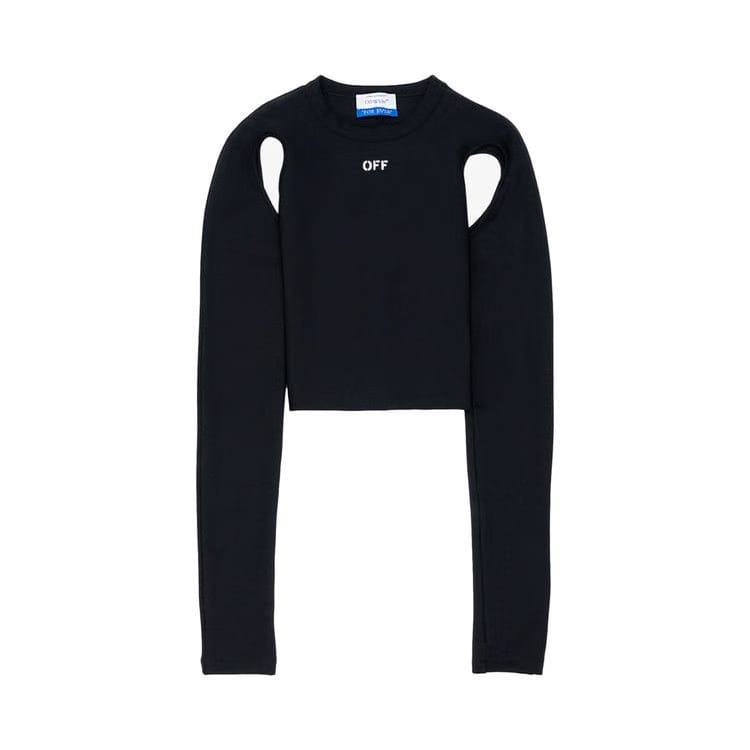 Off-White Sleek Long-Sleeve Crop Top Black/White
