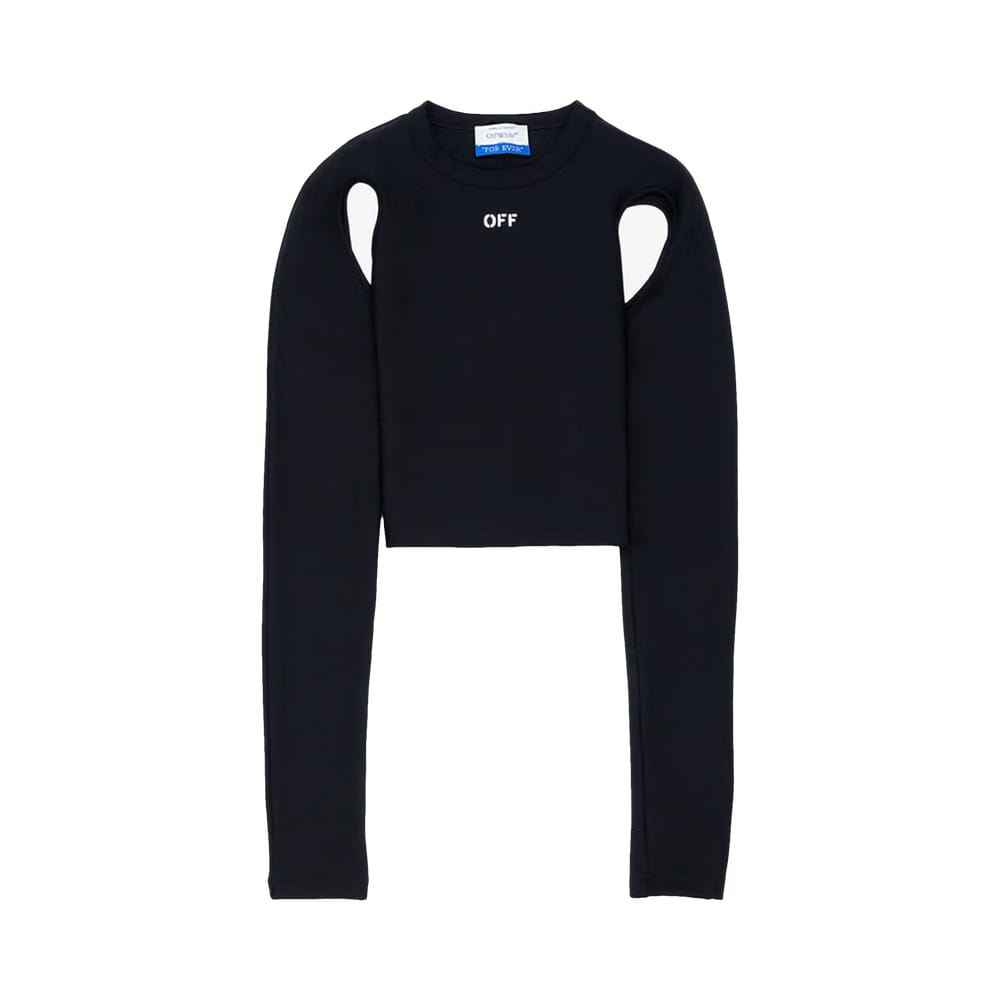 Off-White Sleek Long-Sleeve Crop Top Black/White