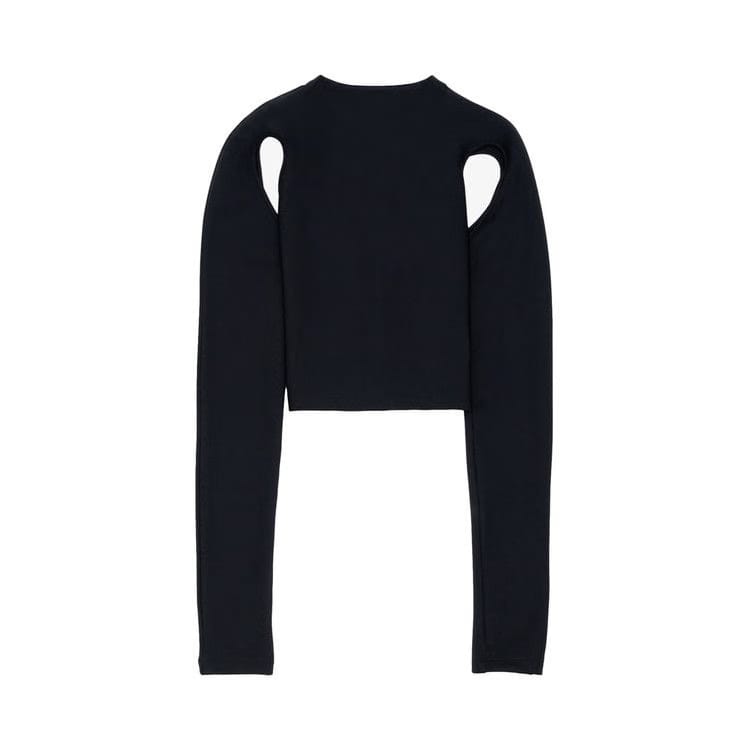 Off-White Sleek Long-Sleeve Crop Top Black/White
