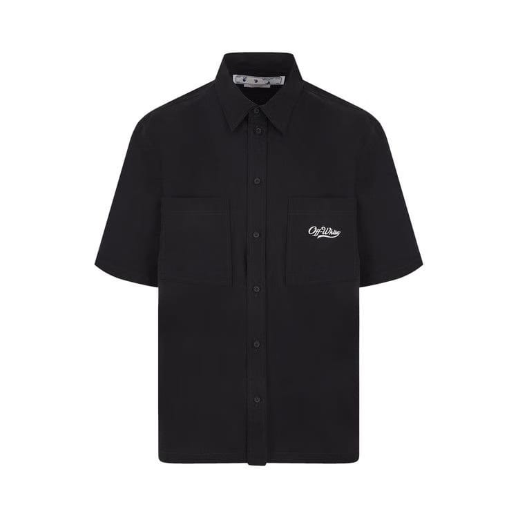 Off-White Wave Off Summer Shorts-Sleeve Shirt Black/White