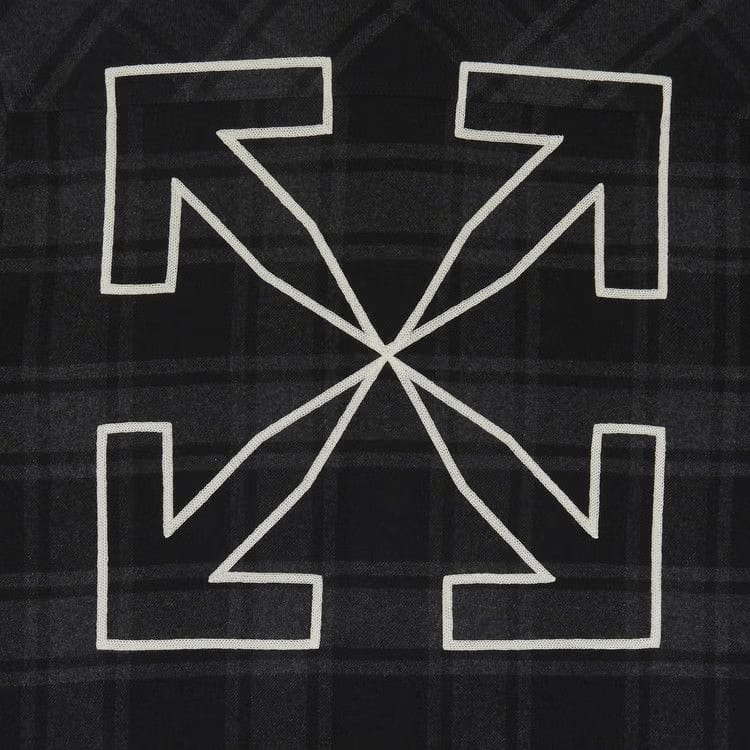 Off-White Outline Arr Flan Over Shorts-Sleeve Shirt Grey Black