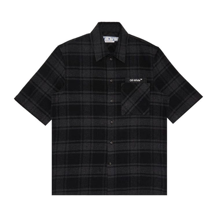Off-White Outline Arr Flan Over Shorts-Sleeve Shirt Grey Black
