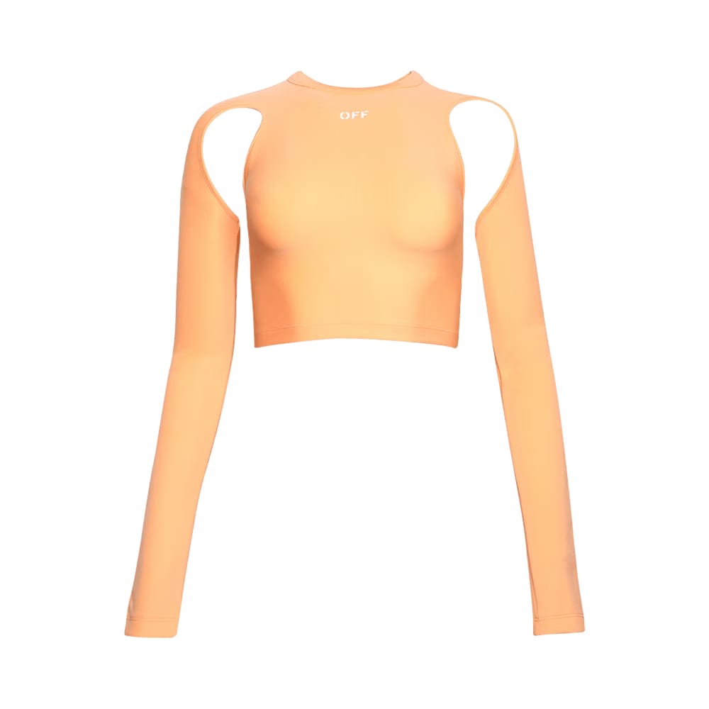 Off-White Sleek Long-Sleeve Crop Top Peach Orange