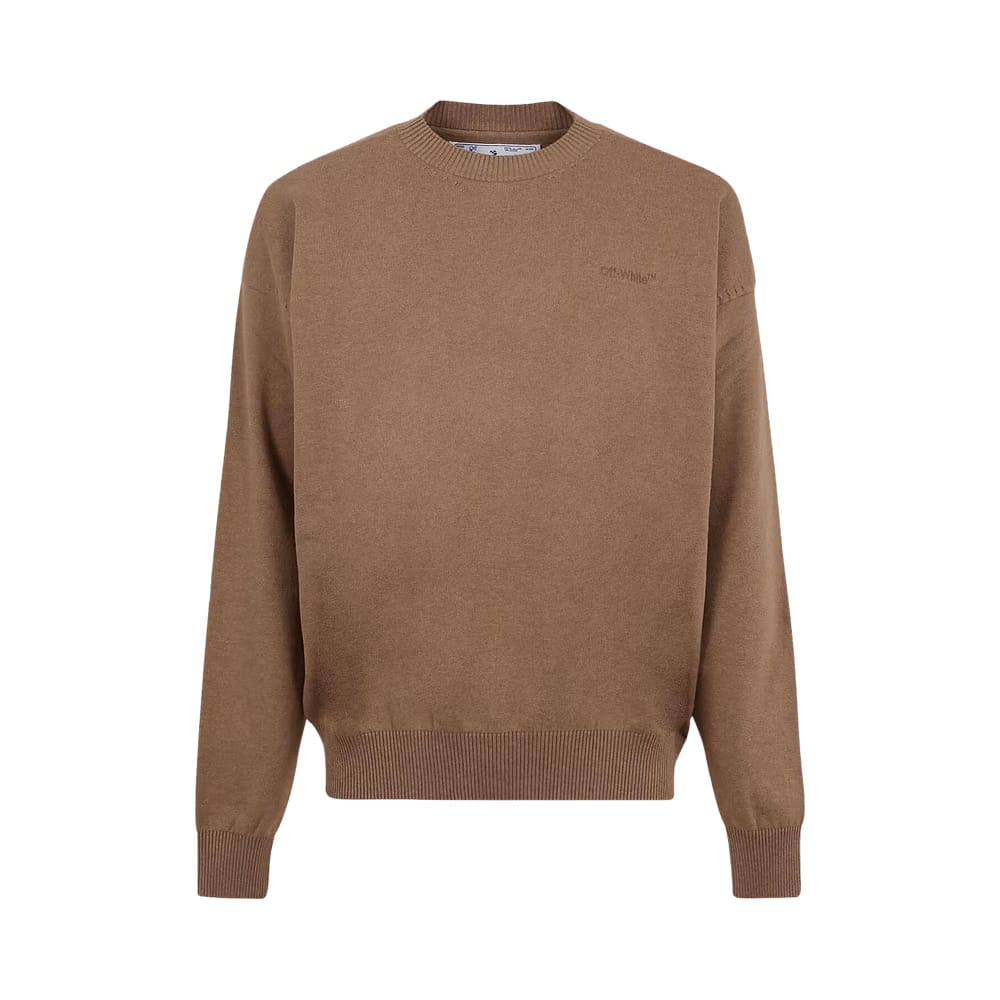 Off-White Stretch Cotton Crewneck Camel