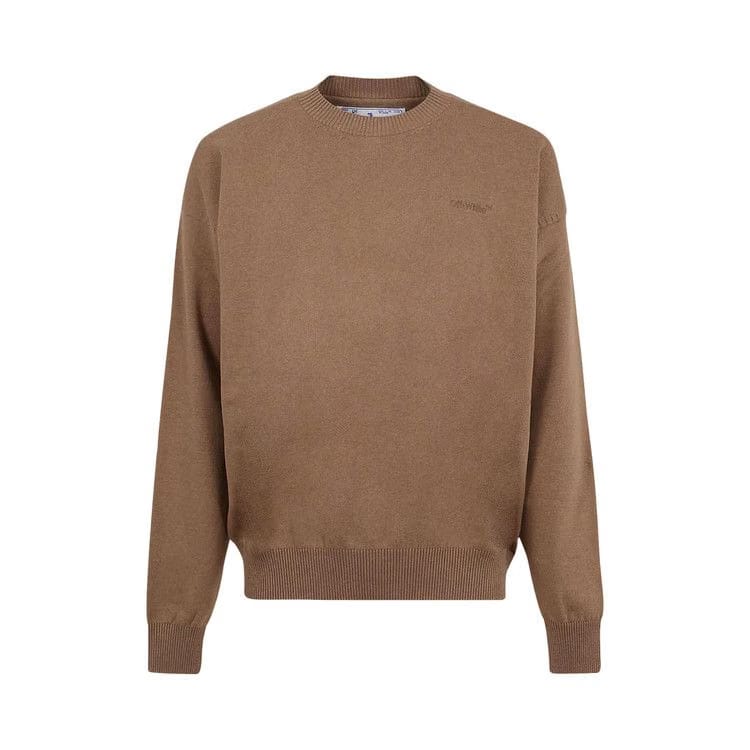 Off-White Stretch Cotton Crewneck Camel