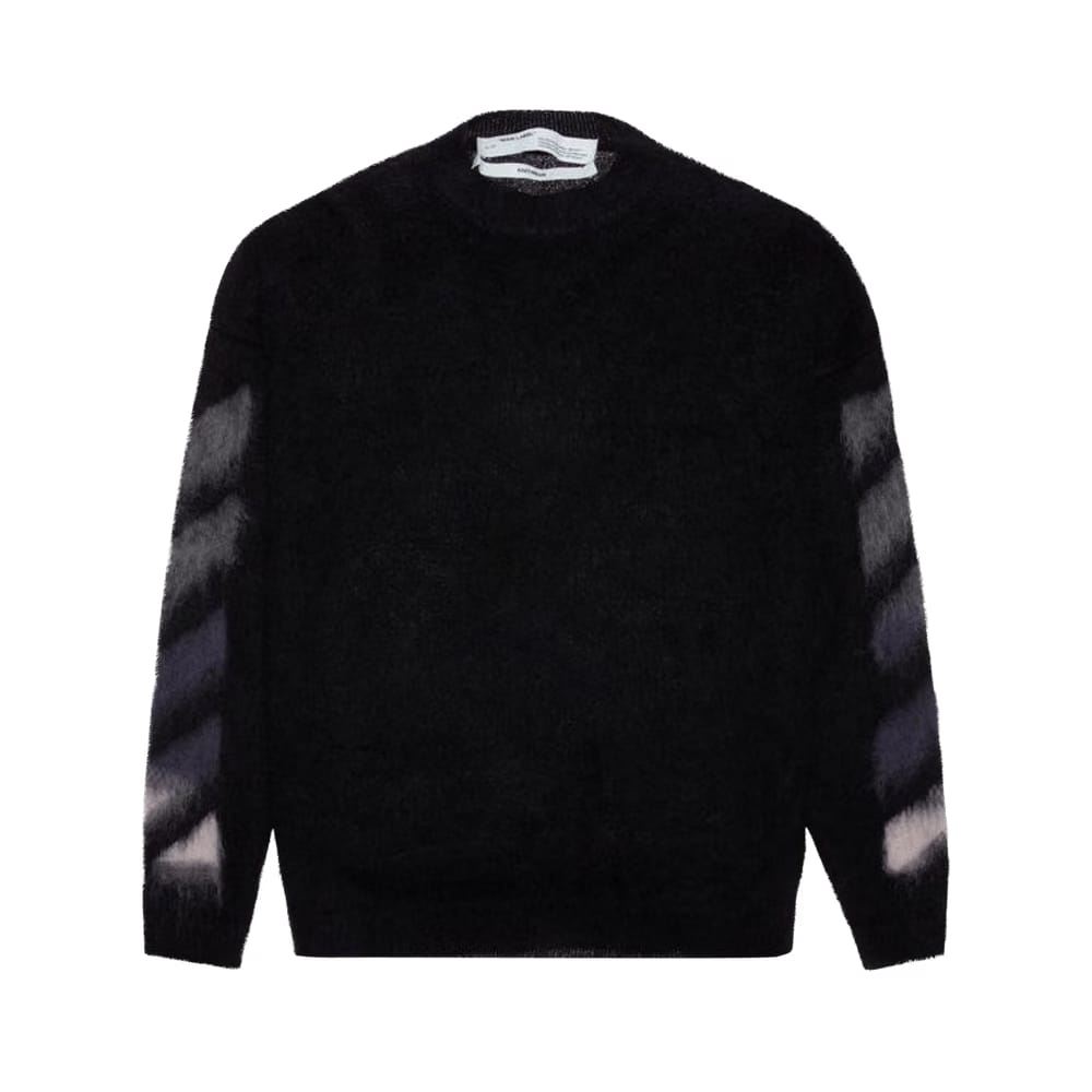Off-White Diag Brushed Mohair Crewenck Black