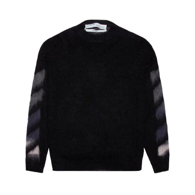 Off-White Diag Brushed Mohair Crewenck Black