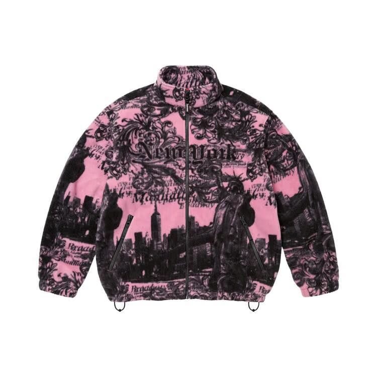 Supreme New York Fleece Jacket Pink