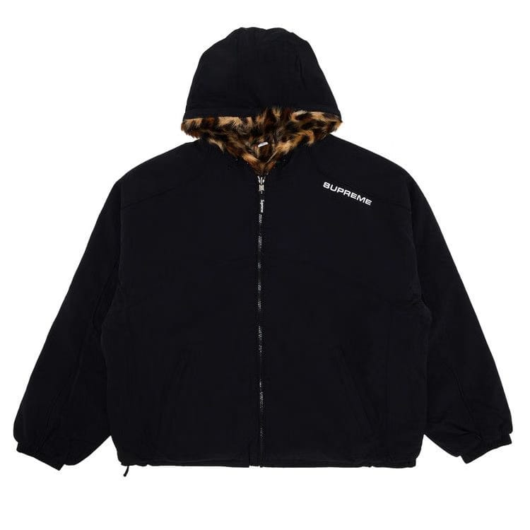 Supreme Faux Fur Reversible Hooded Track Jacket Black
