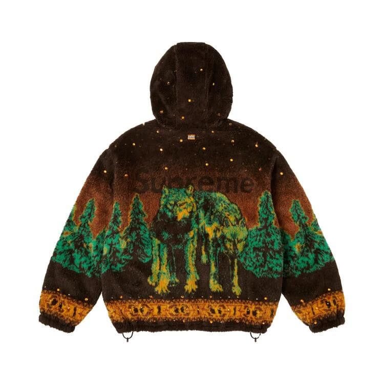 Supreme x B.B. Simon Reversible Hooded Fleece Jacket Brown