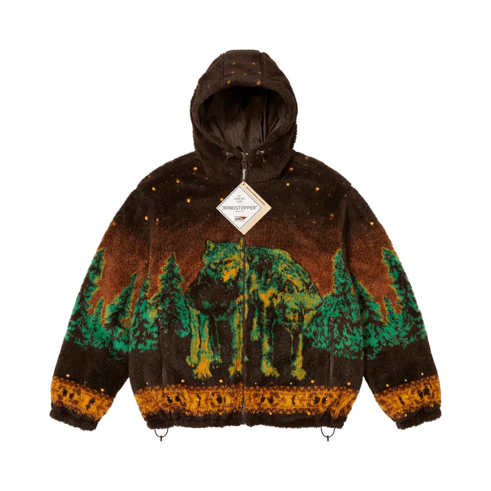Supreme x B.B. Simon Reversible Hooded Fleece Jacket Brown
