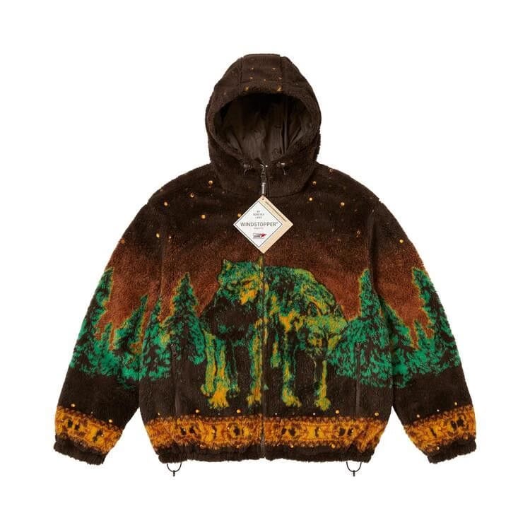 Supreme x B.B. Simon Reversible Hooded Fleece Jacket Brown