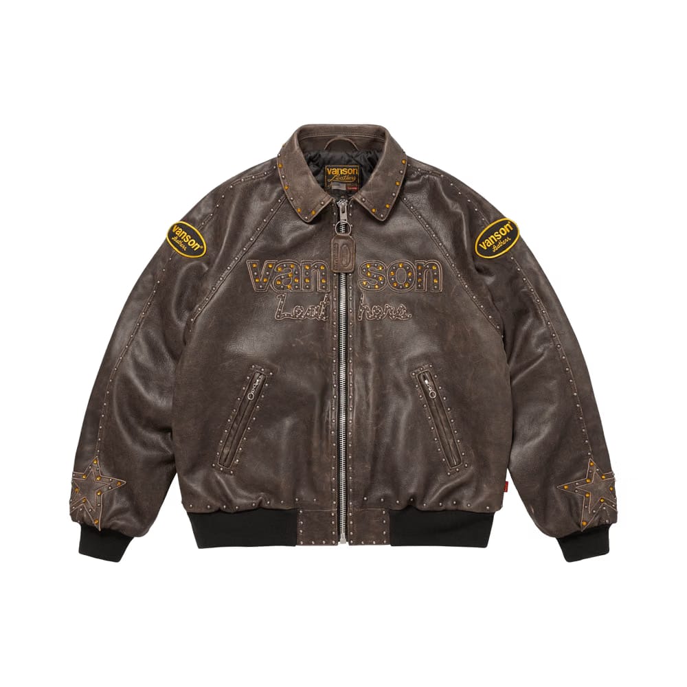 Supreme x Vanson Leathers x B.B. Simon Jacket Brown