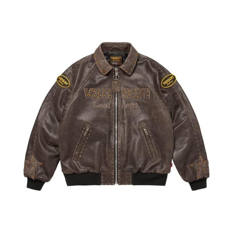 Supreme x Vanson Leathers x B.B. Simon Jacket Brown