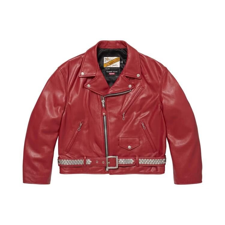 Supreme x Number (N)Ine x Schott Perfecto Leather Jacket Red