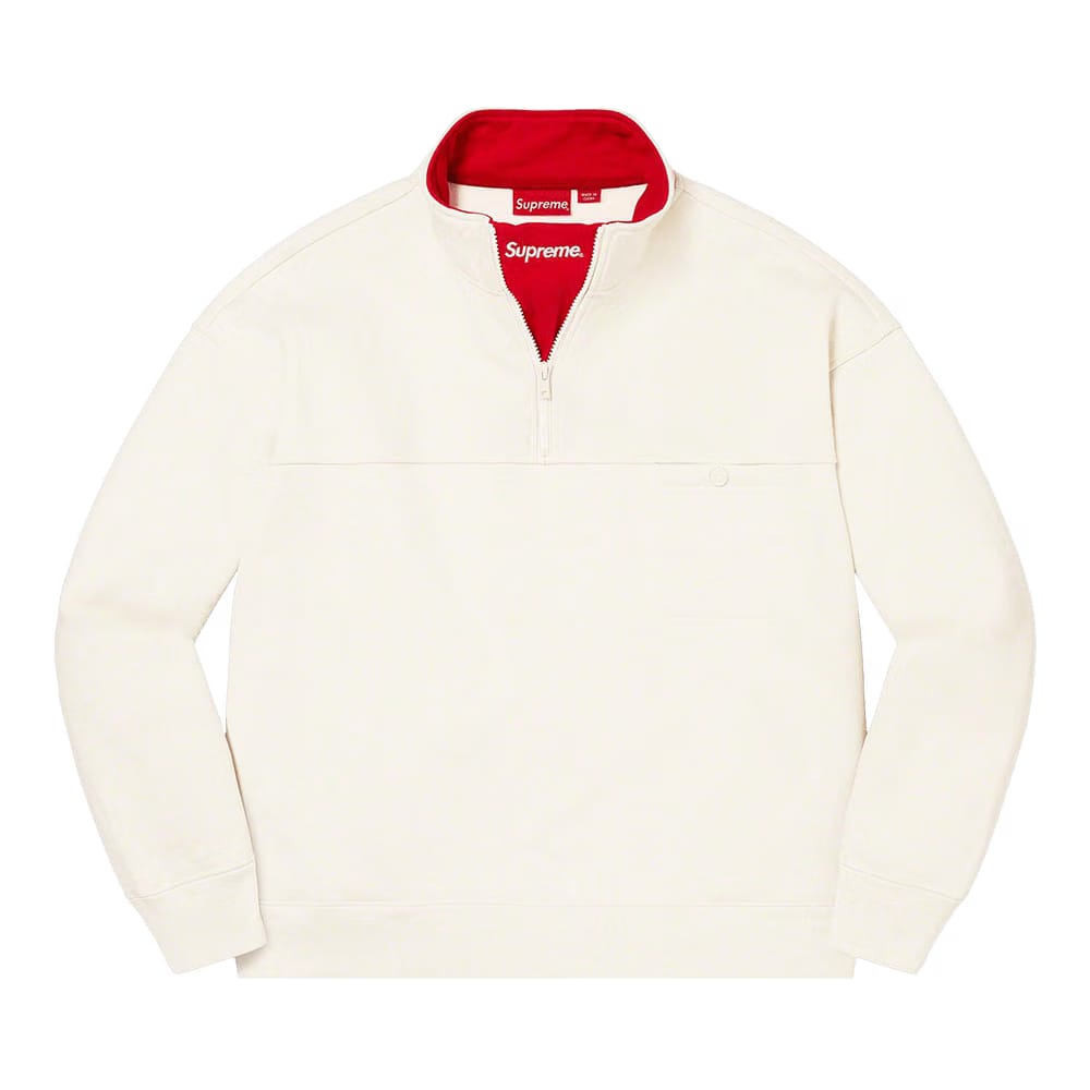 Supreme Washed Half Zip Pullover Stone