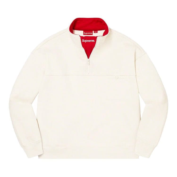 Supreme Washed Half Zip Pullover Stone