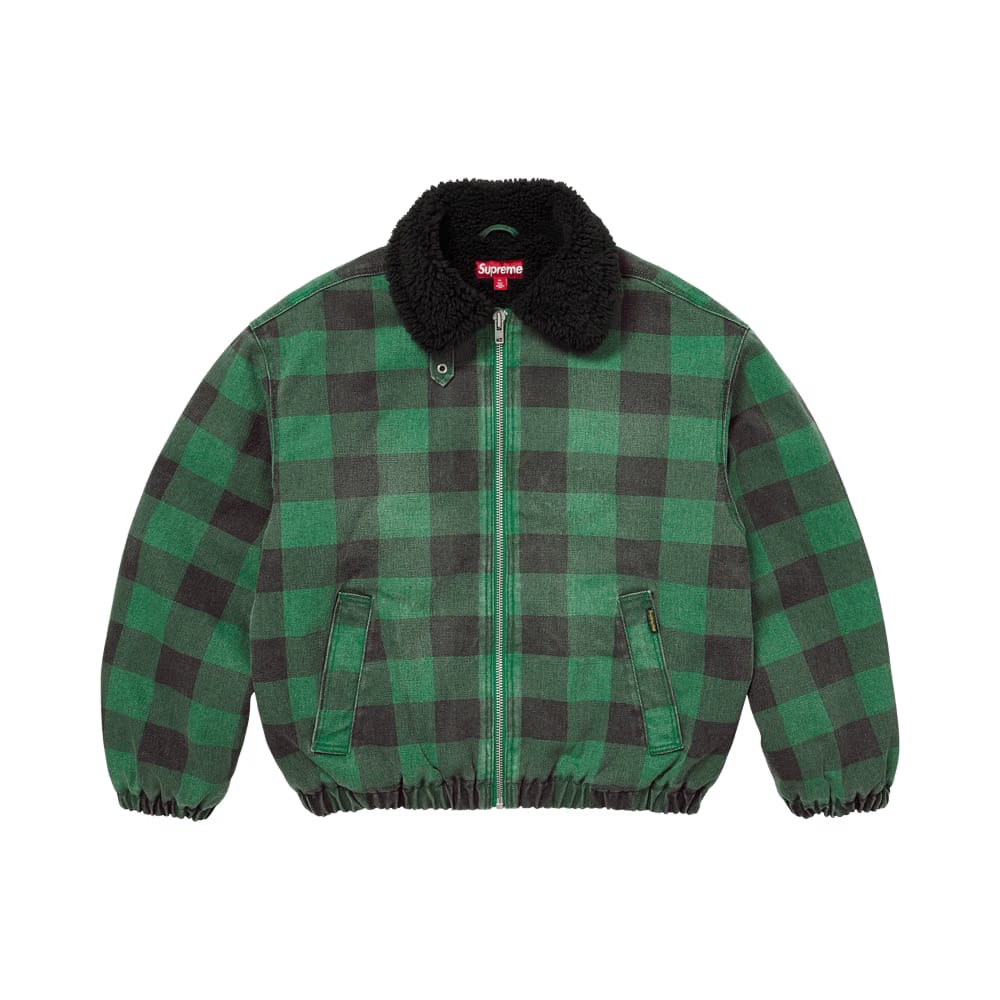 Supreme Faux Shearling Lined Bomber Jacket Plaid