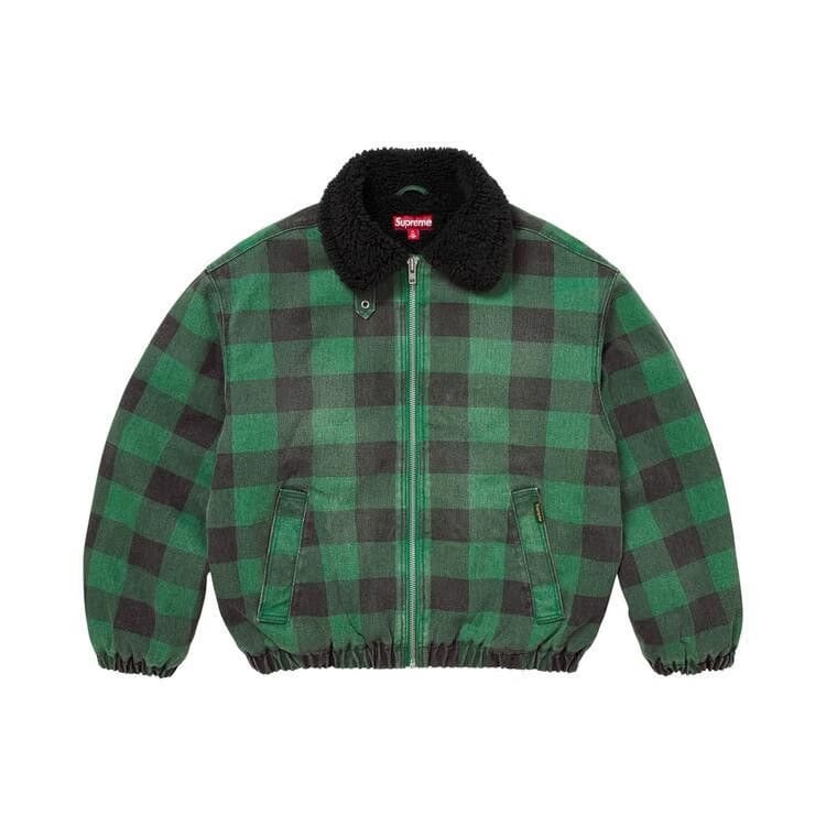 Supreme Faux Shearling Lined Bomber Jacket Plaid