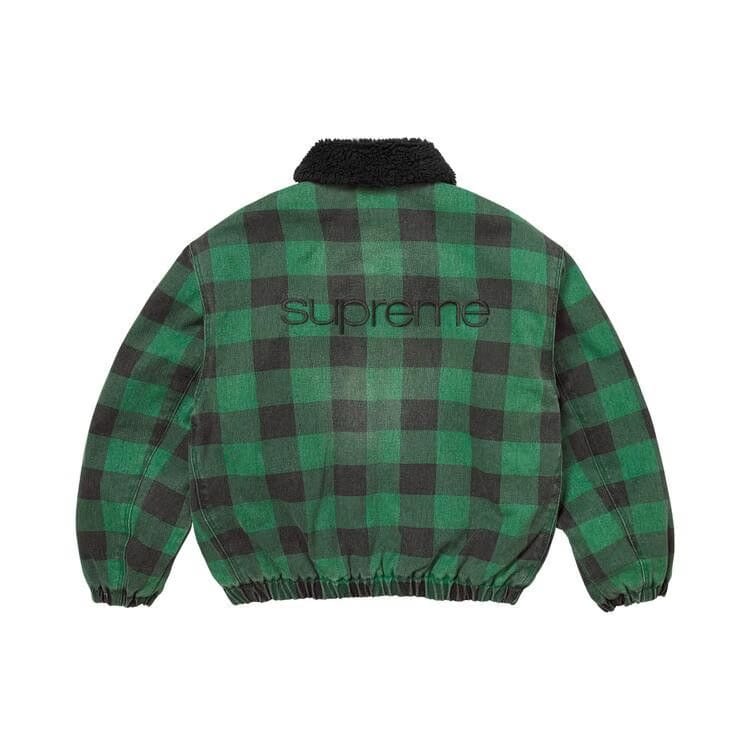 Supreme Faux Shearling Lined Bomber Jacket Plaid