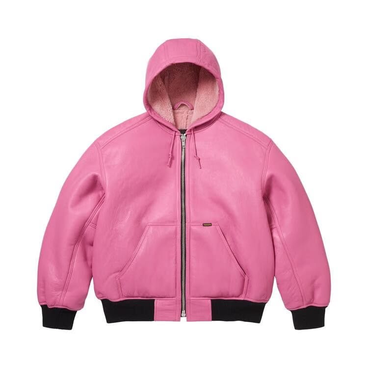 Supreme x Schott Shearling Hooded Work Jacket Pink
