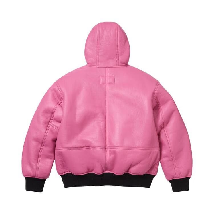 Supreme x Schott Shearling Hooded Work Jacket Pink