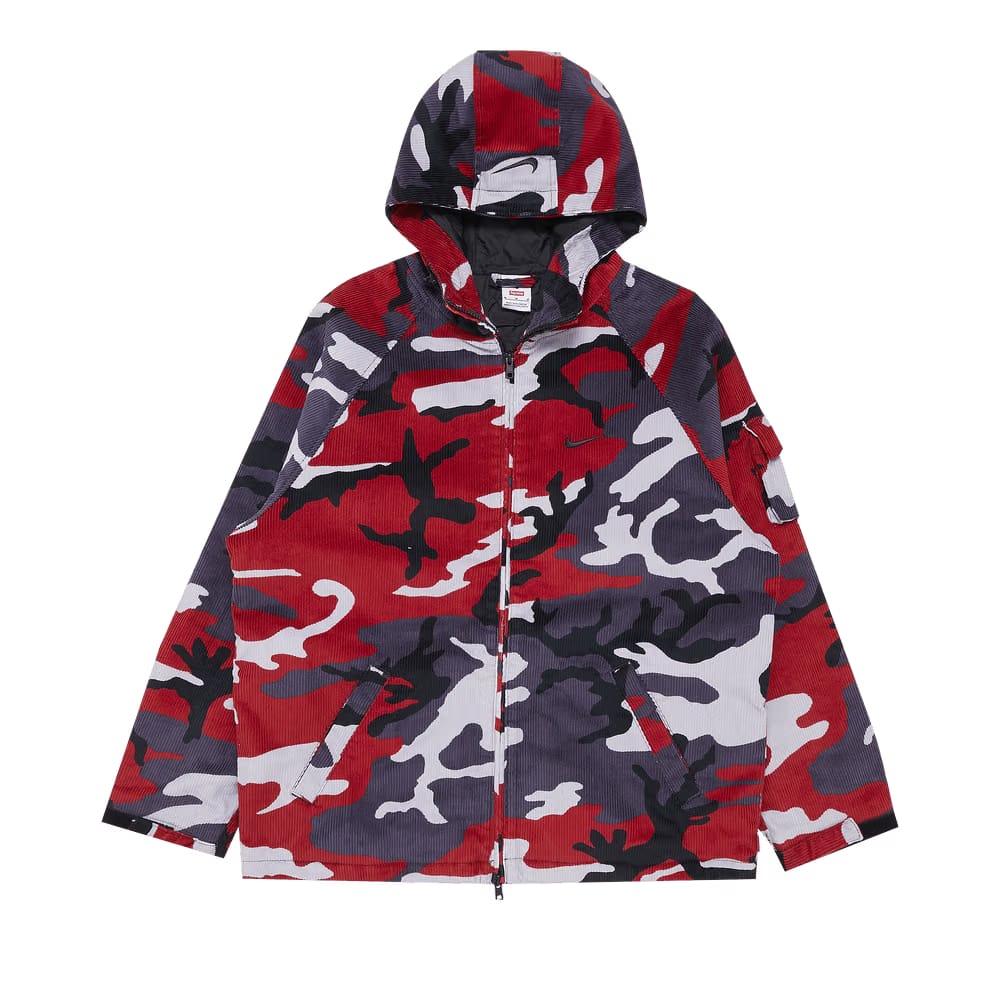 Supreme x Nike Arc Corduroy Hooded Jacket Red Camo
