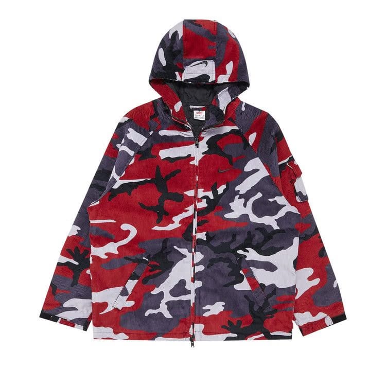 Supreme x Nike Arc Corduroy Hooded Jacket Red Camo