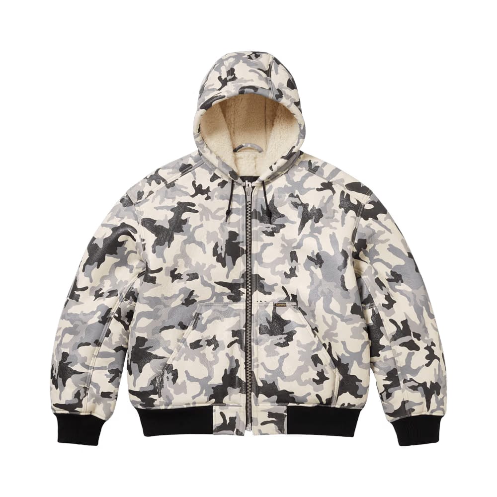 Supreme x Schott Shearling Hooded Work Jacket Snow Camo