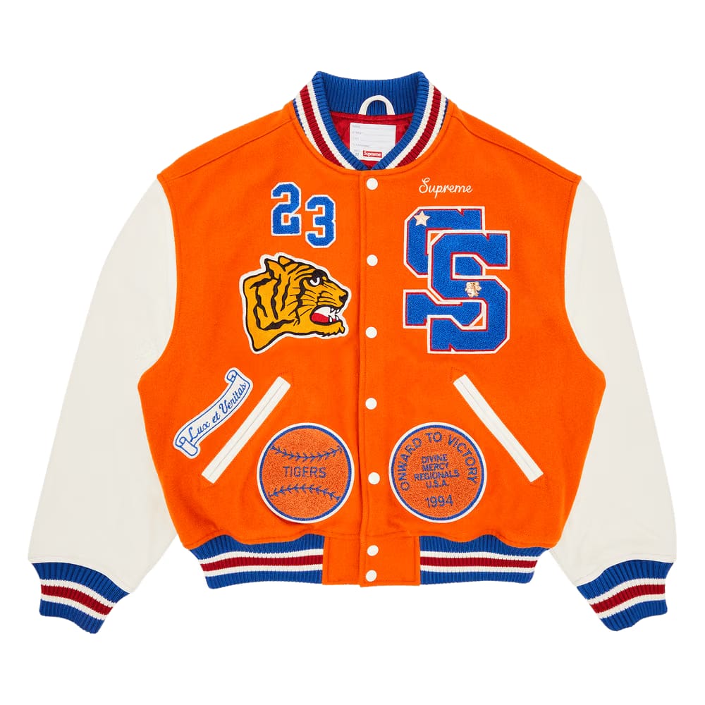 Supreme Tiger Varsity Jacket Orange