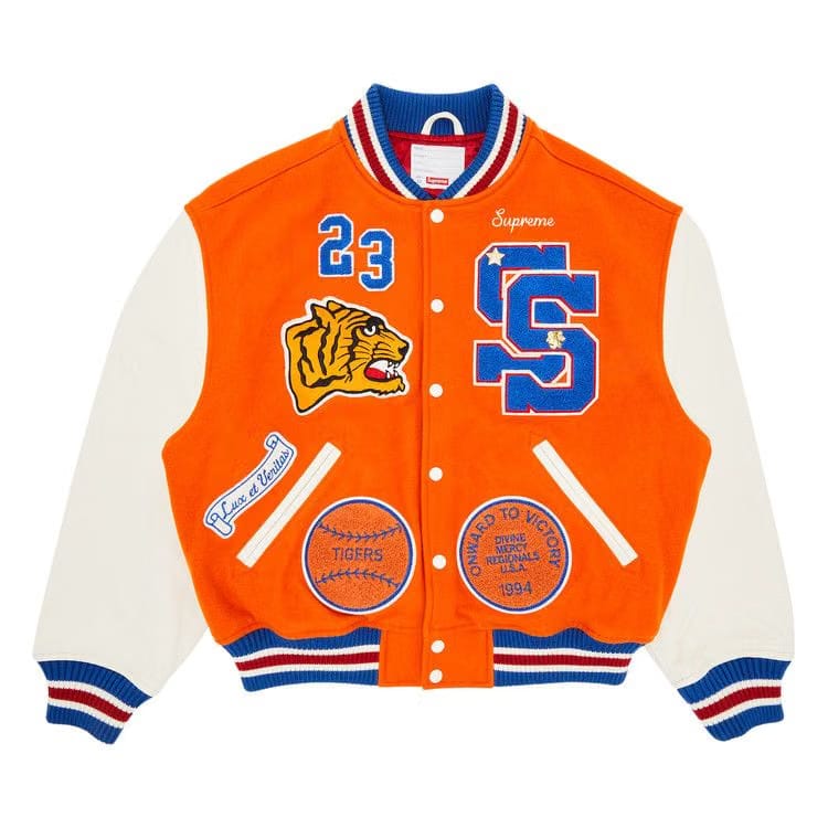 Supreme Tiger Varsity Jacket Orange