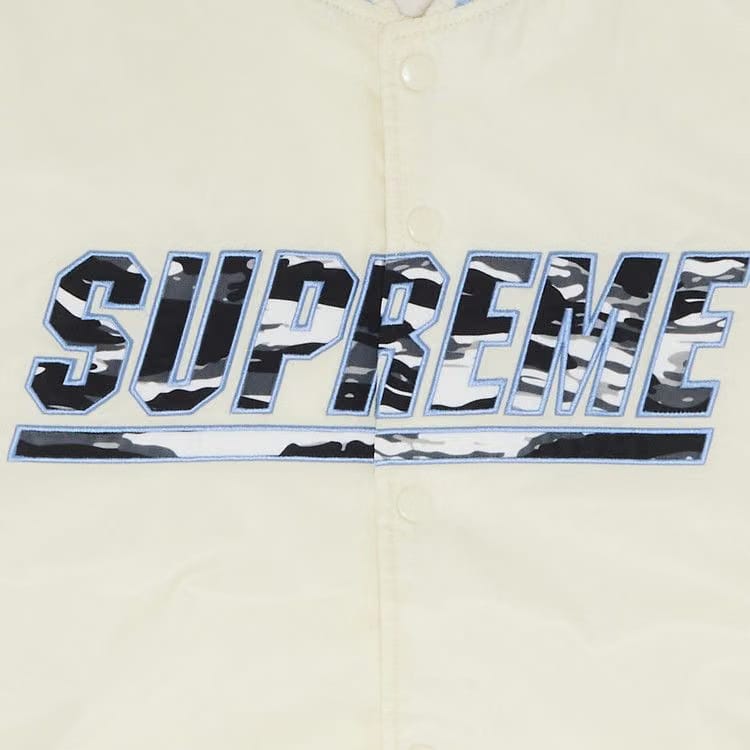 Supreme x Mitchell & Ness Camo Logo Varsity Jacket White