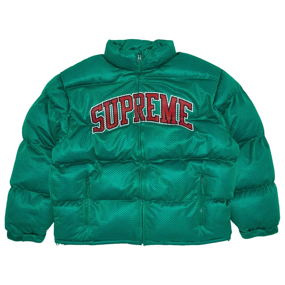 Supreme Mesh Jersey Puffer Jacket Green