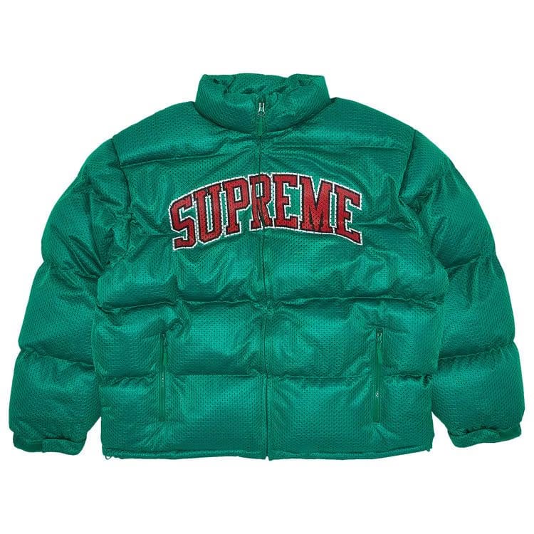 Supreme Mesh Jersey Puffer Jacket Green