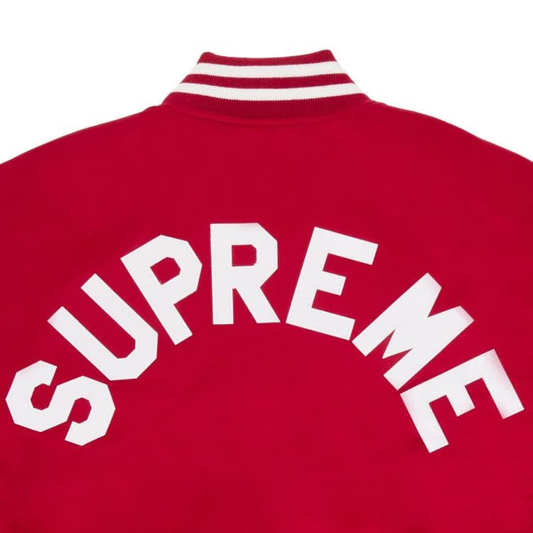 Supreme x Mitchell & Ness Satin Varsity Jacket Red